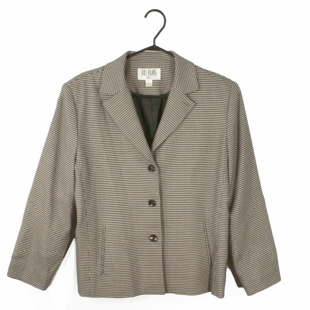 Vintage Bill Blass Houndstooth Button Uo Blazer Jacket
